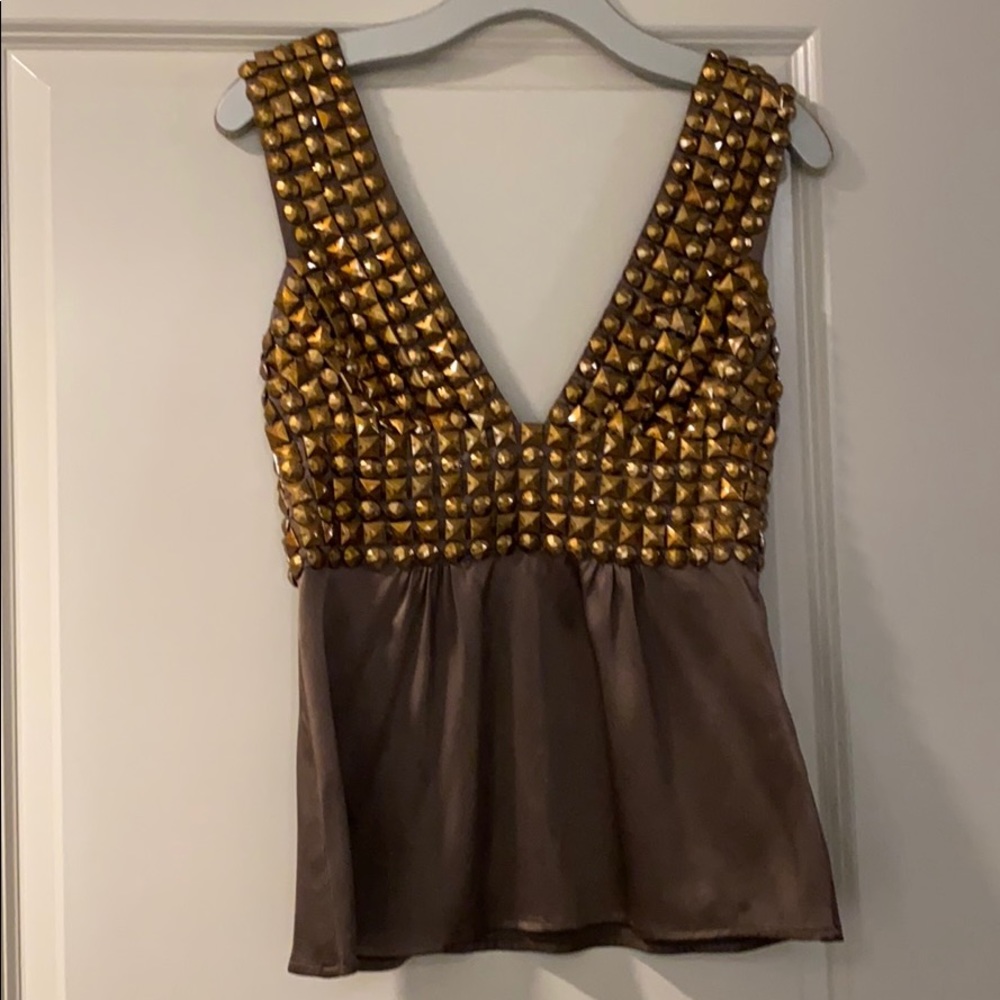 bebe studded silk top